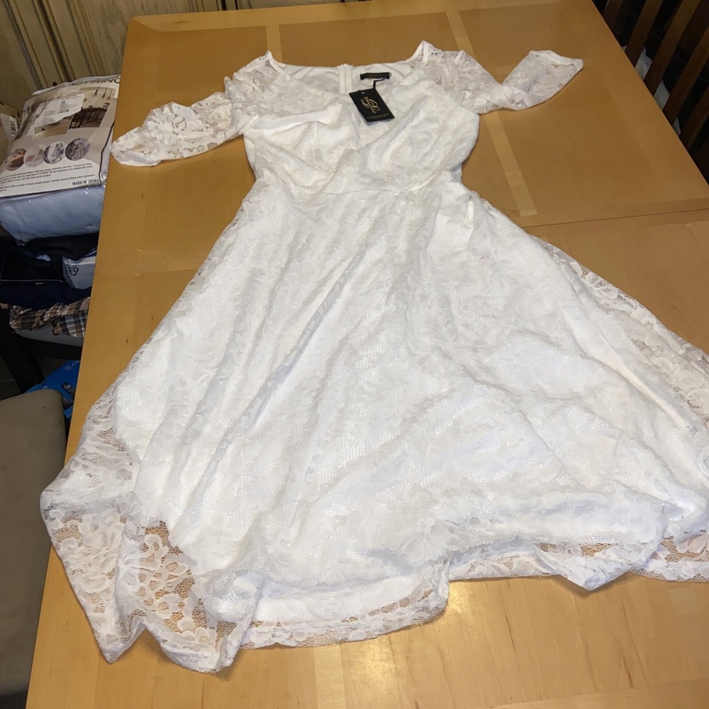 Dressy Star Youth Dress Size M | White Formal Dress for Girls